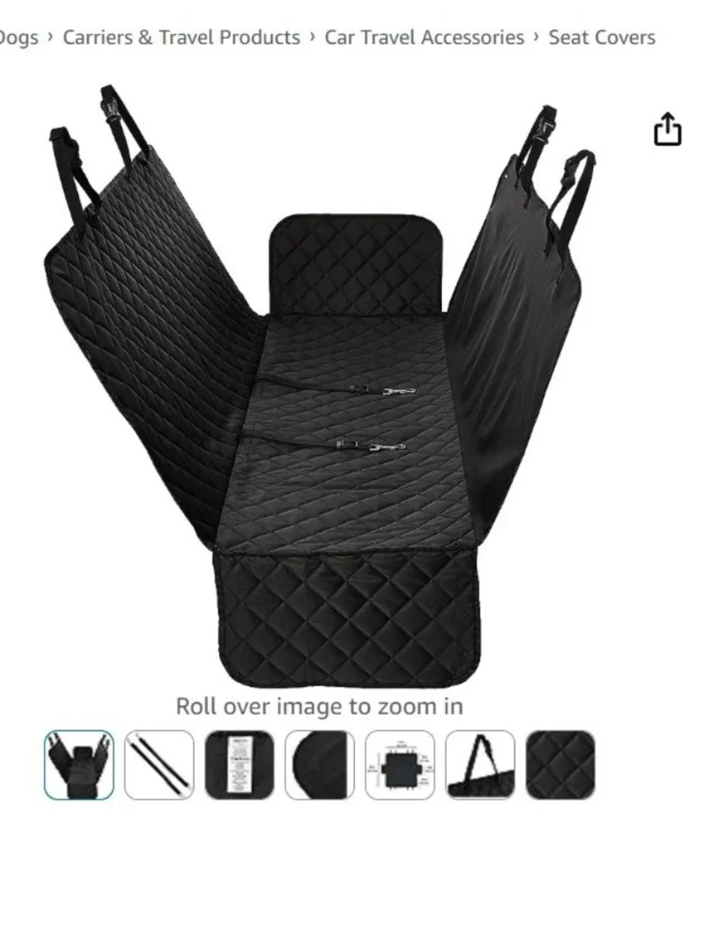 Amazon Basics Quilted Water Resistant Hammock Car Backseat Cover 58